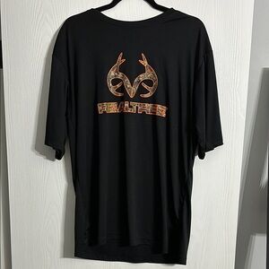 Realtree Black Short Sleeve Tee with Antler Graphic